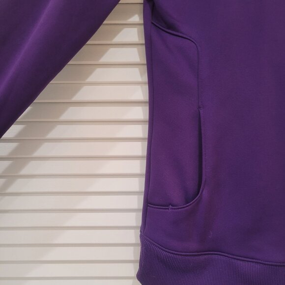 EUC Under Armour Womens Athletic Jacket with Hoodie 2 Pockets Small SM Purple - Picture 2 of 5